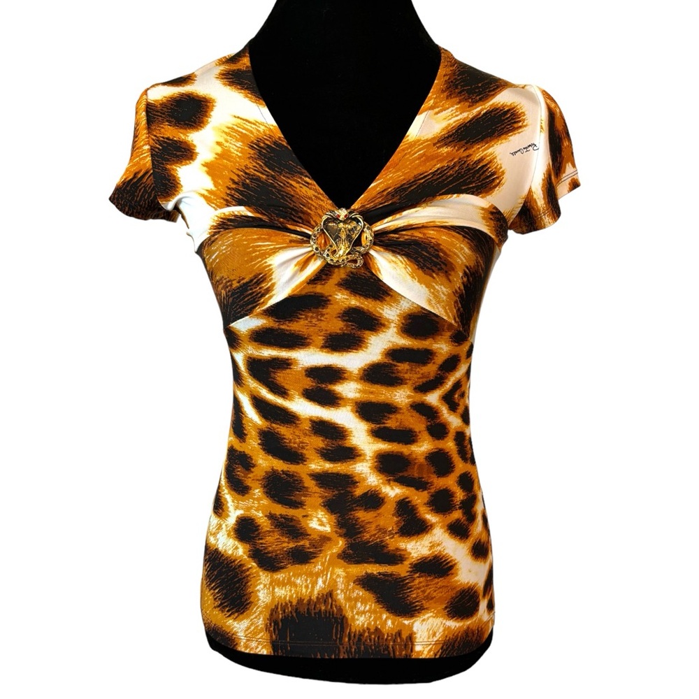 Roberto Cavalli Animal Print Stretch Top Small - Picture 1 of 9